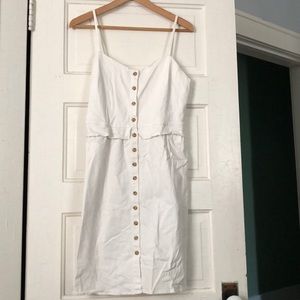 Anthropologie white button up thin strap dress